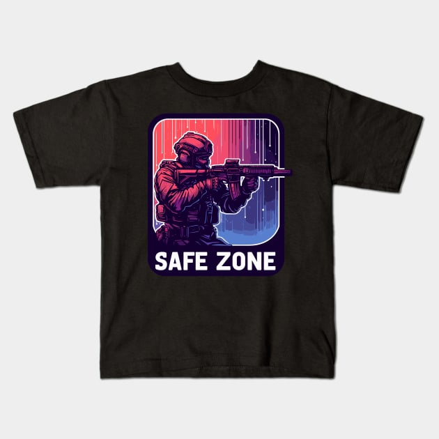 Safe zone rifle guns club firearm Kids T-Shirt by TomFrontierArt